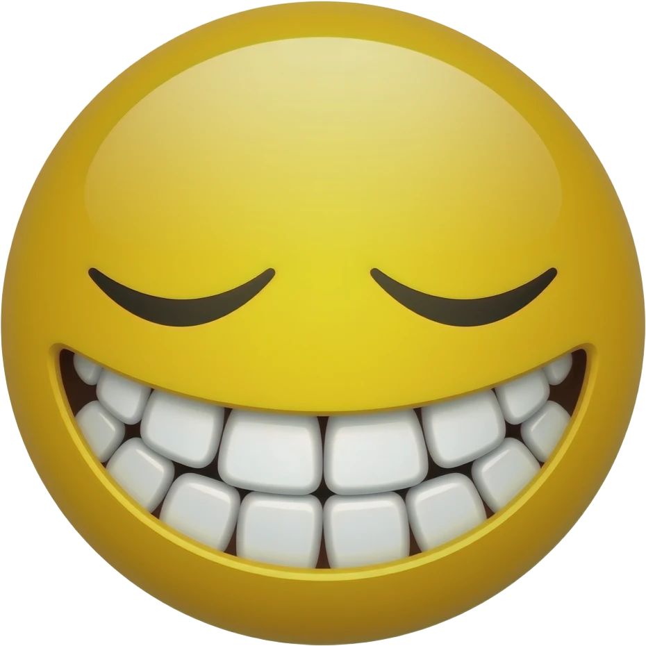 Cara amarilla mostrando los dientes con ojos cerrados emoji