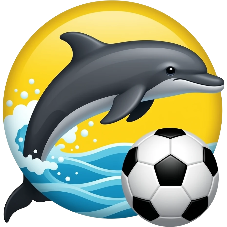 yelllow black dolphin circle wave soccerball emoji