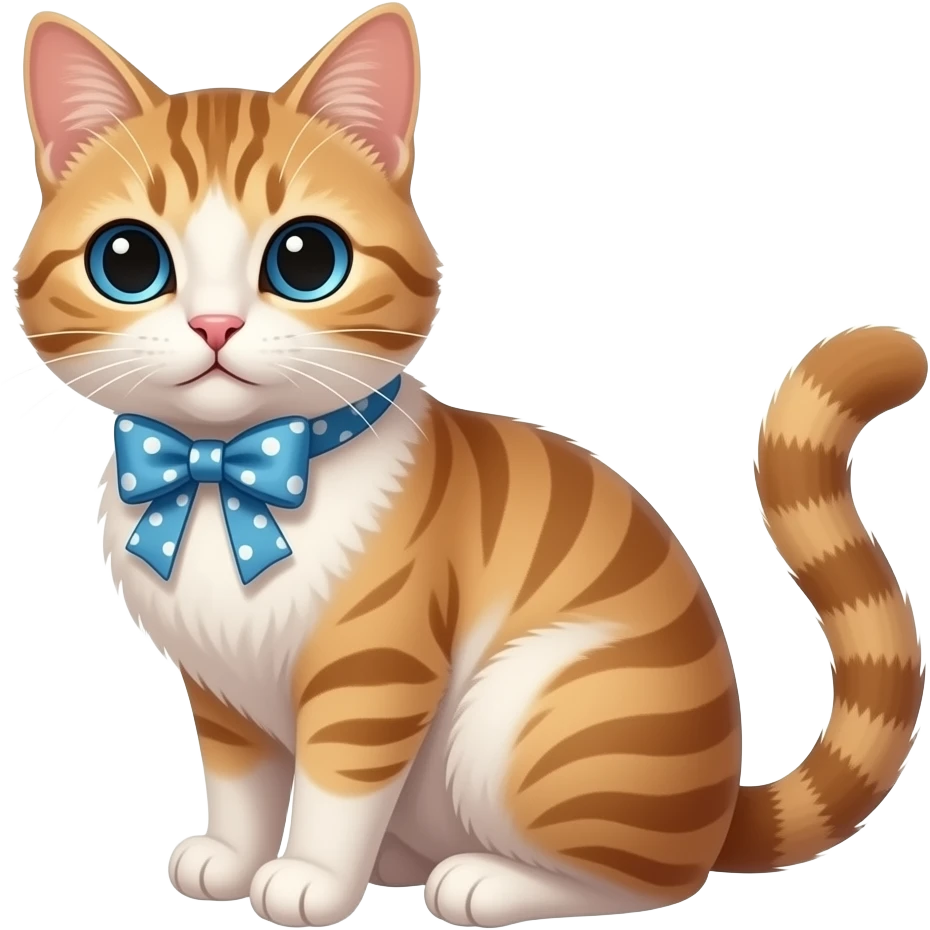 A preppy cat with a bow emoji