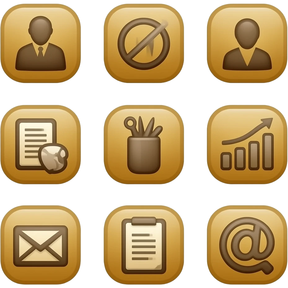 different emojis brown themes for work Experience, skills, subjects emoji