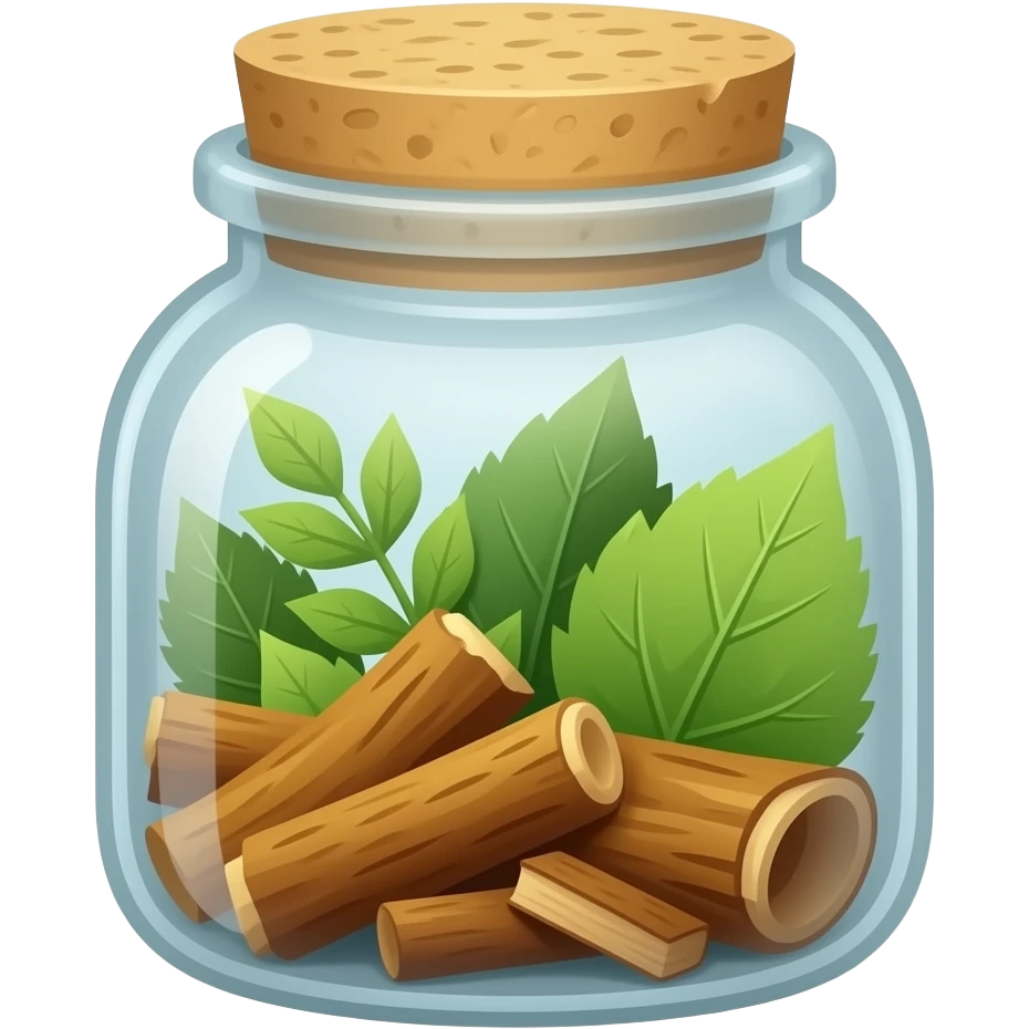 medicine made from tree bark and leaves in a glass jar emoji