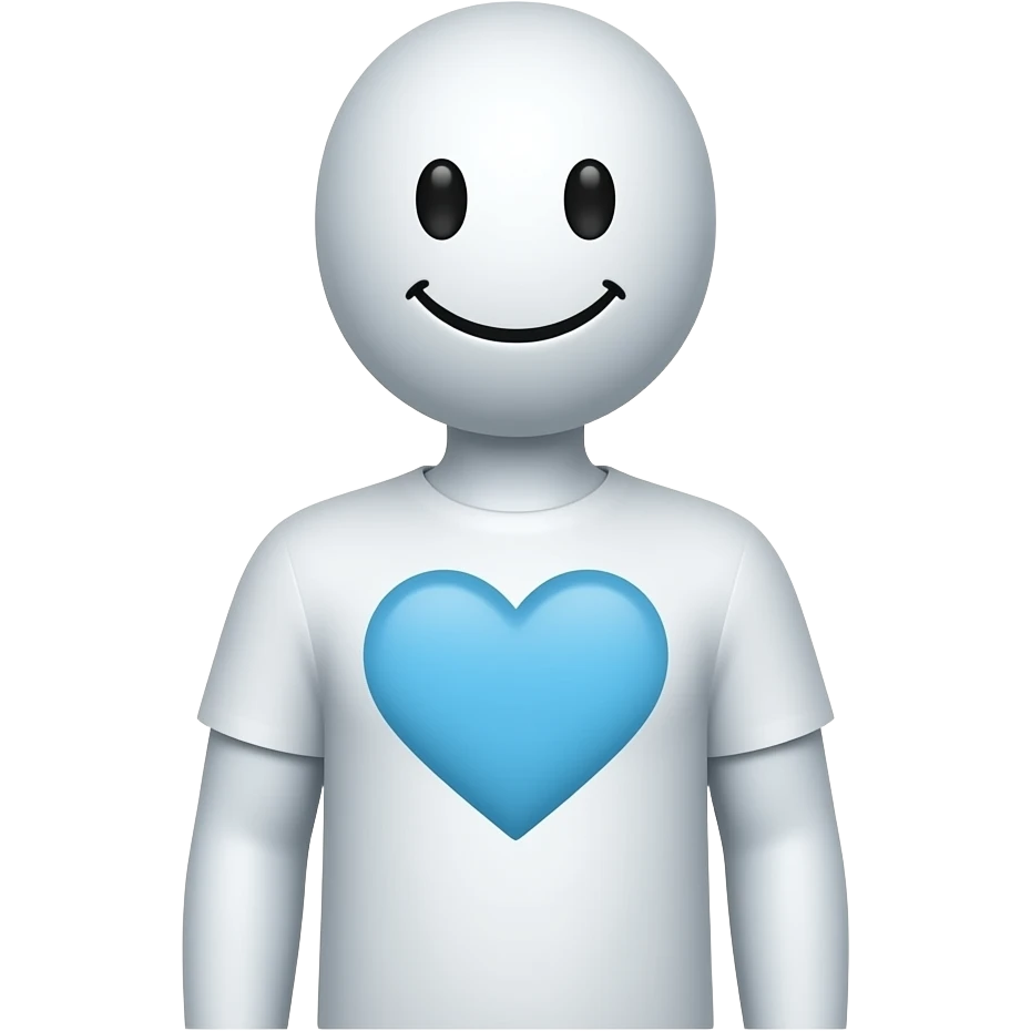stick figure with smiley face and a heart on their shirt emoji