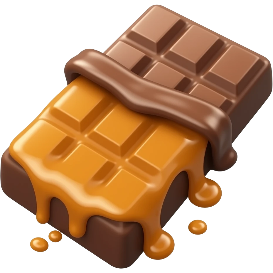 chocolate bar filling by caramel syrup emoji