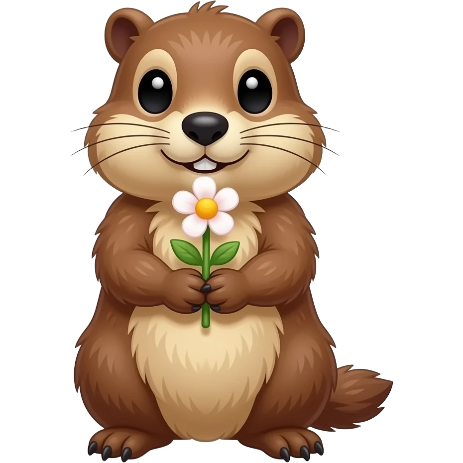 Marmotte avec fleur en forme de cœur emoji