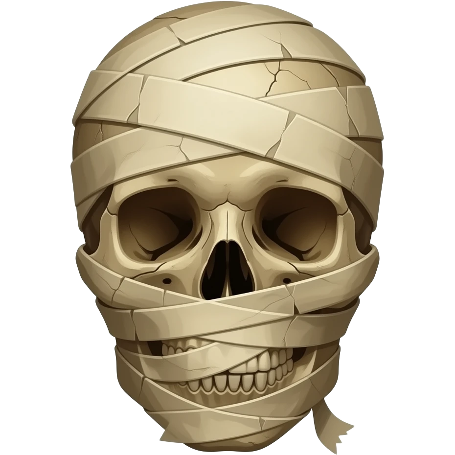realistic mummy, head only, partial skull showing emoji