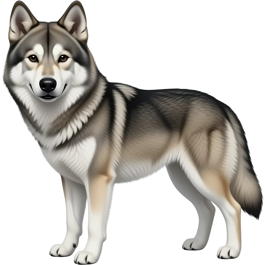 can you edit this emoji so the pomeranian is a wolf sable colour (beige and grey) with black colour under his mouth emoji