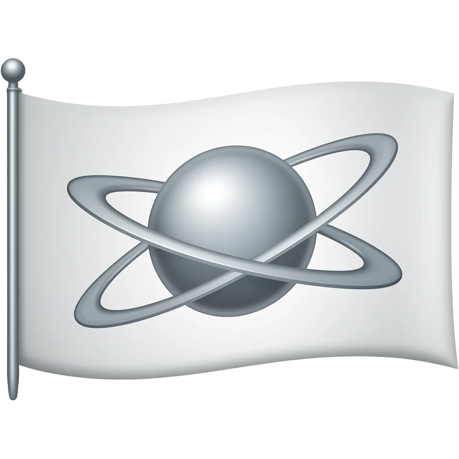 White Flag with silver orbit on it emoji