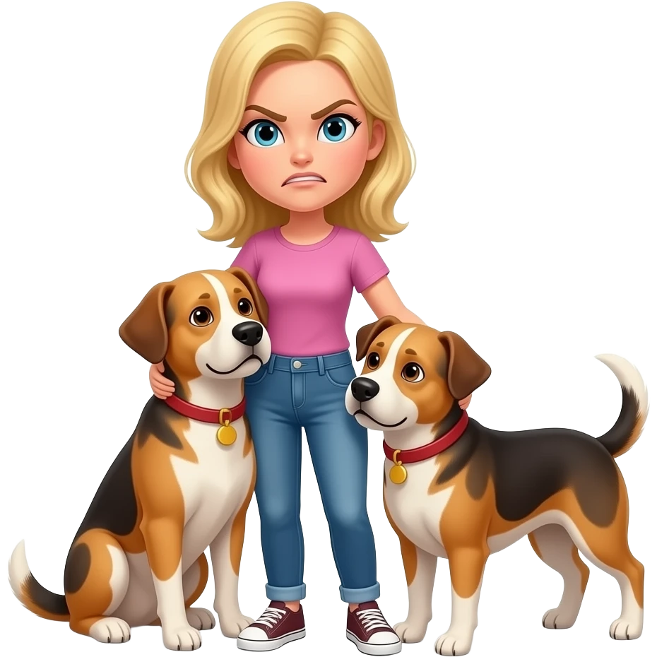 Angry Blonde Women hug Their Dogs emoji