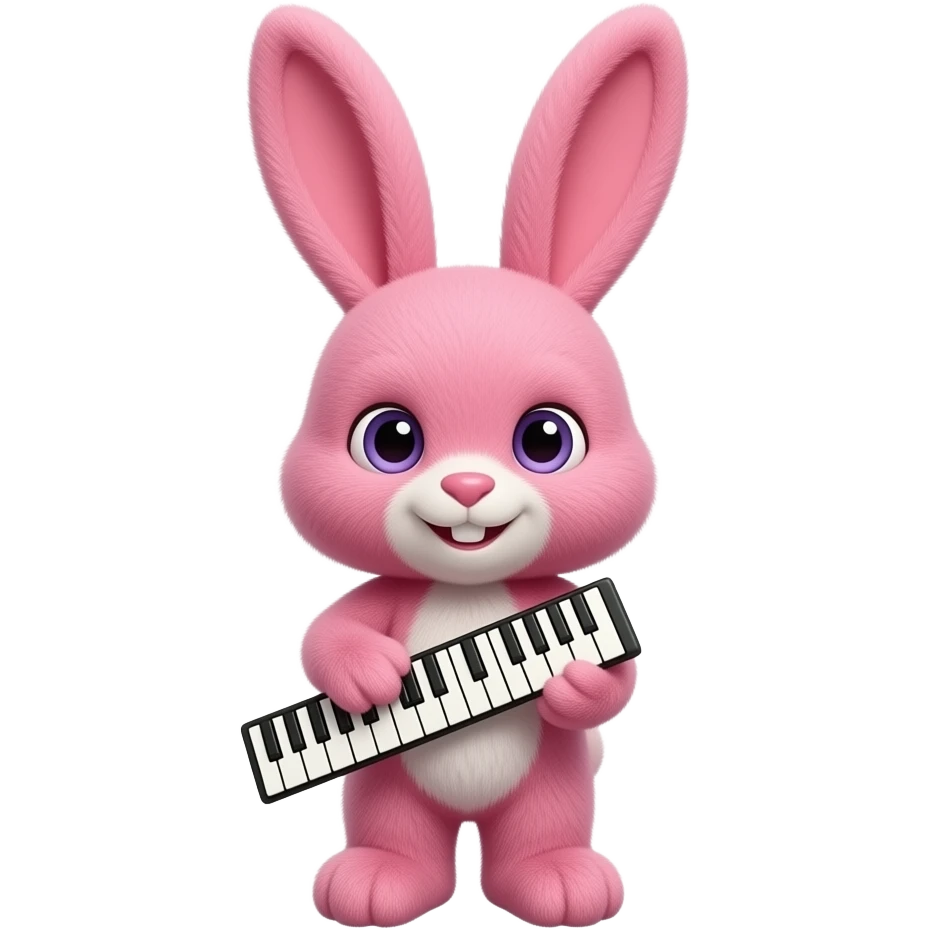 stuffed pink bunny playing clavinova emoji