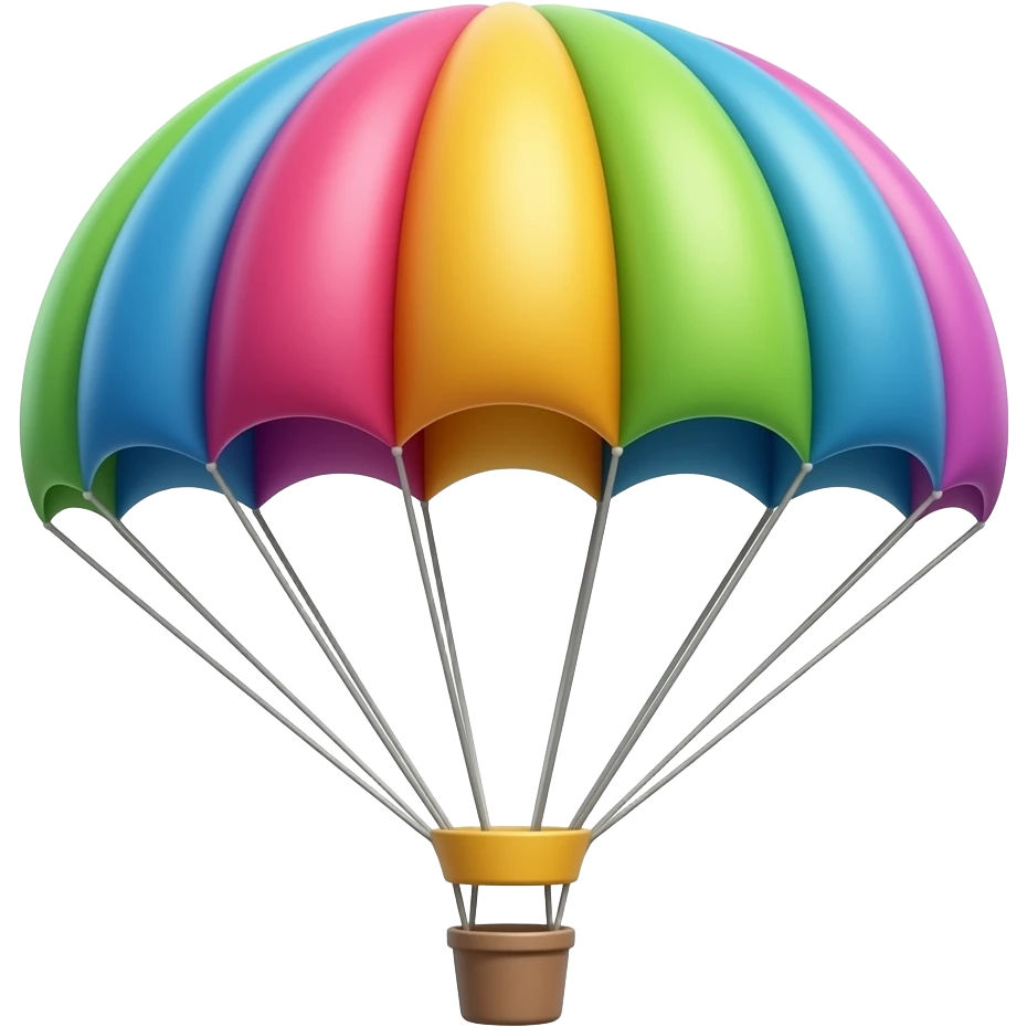 top face angle parachute multicolour emoji