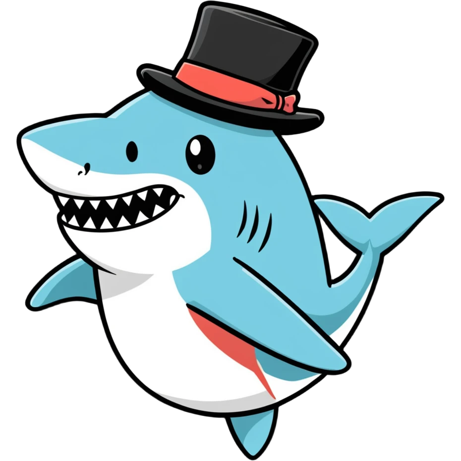 Shark with a top hat emoji