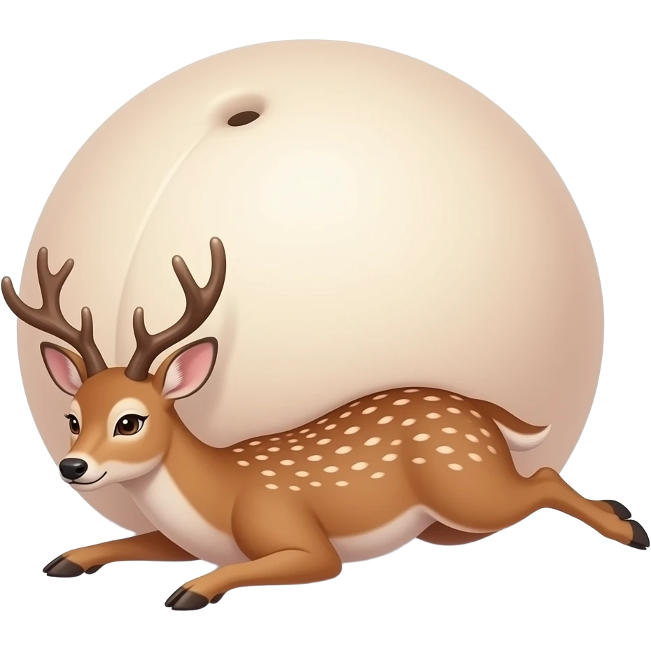 A female deer/doe is sprawling on her back unable to move,she pinned down by her own gigantic spherical ballooning Belly,her Bellybutton looks like it could reach the forest ceiling,she is that Fat,She ate way too much,She is one stuffed deer. emoji