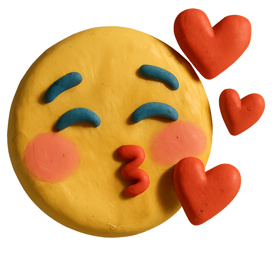 blushing face with hearts around it emoji