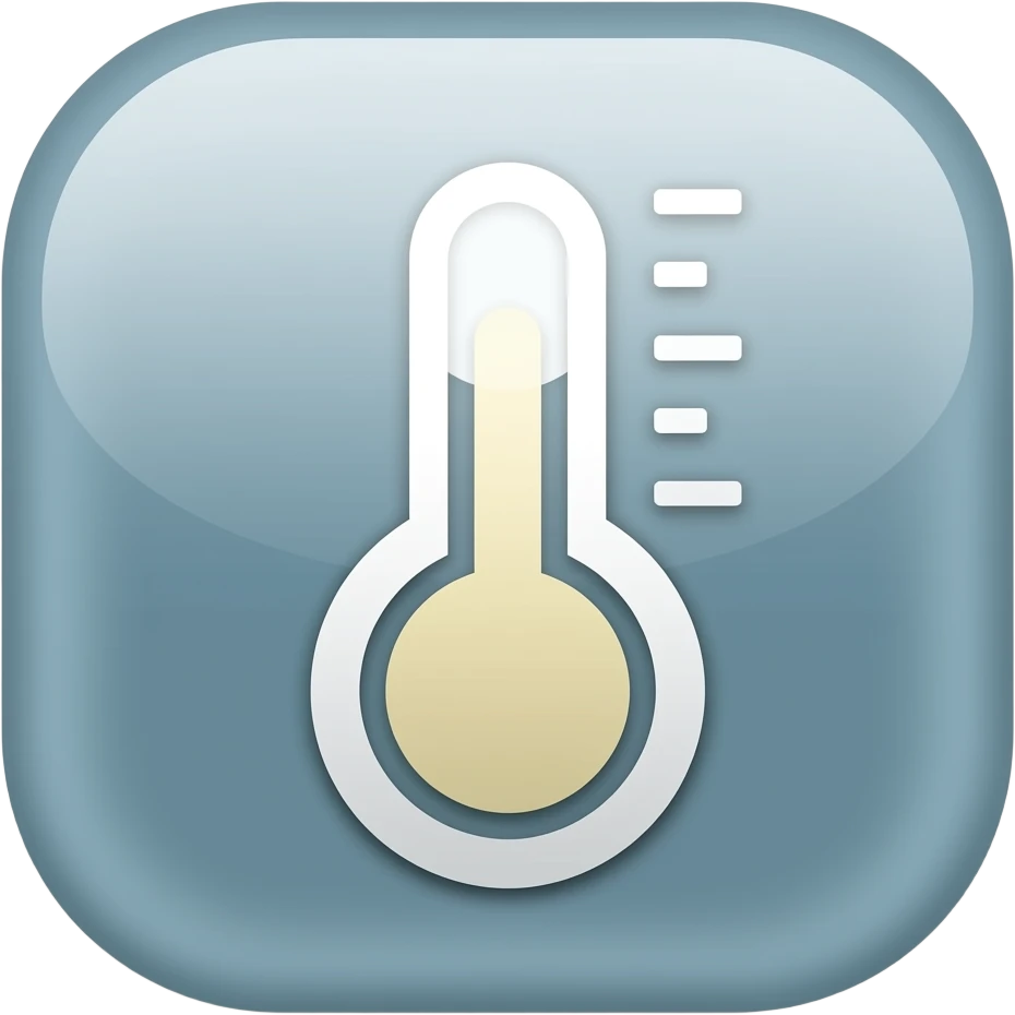 Temperature emoji insided rounded button. Any color emoji