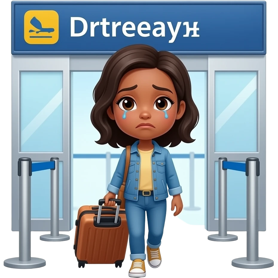 Black girl sad leaving with luggage emoji