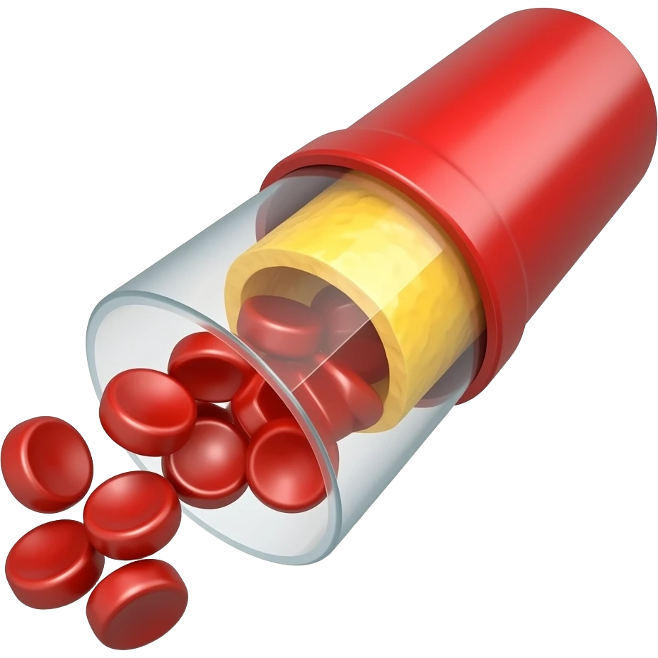 yellow adipose block inside vascular tube blocking blood cells flow emoji