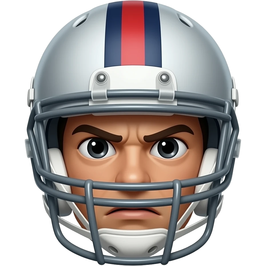 crea un emoji de un jugador de americano con cara de disgusto con casco emoji