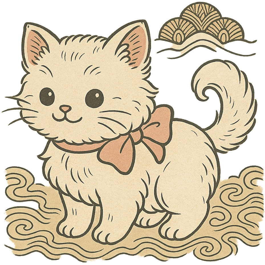 cute fluffy white kitten with a light pink bow emoji