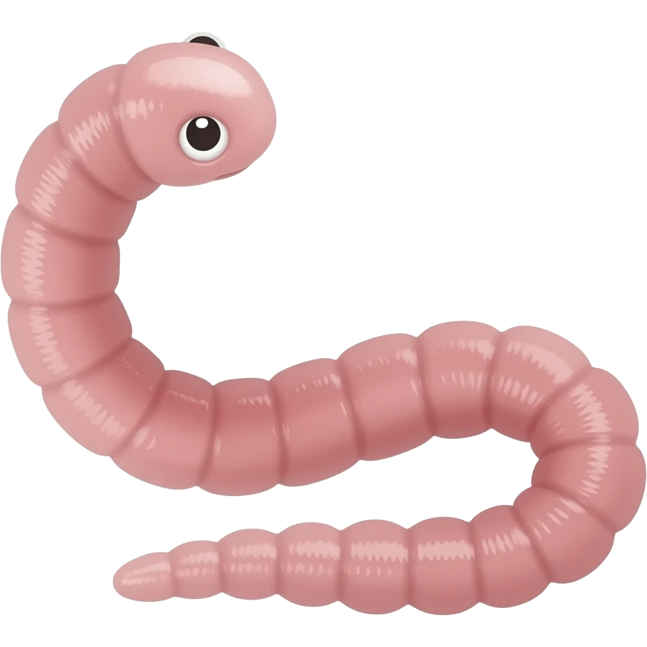 a thin pink earthworm wriggles without eyes textured emoji