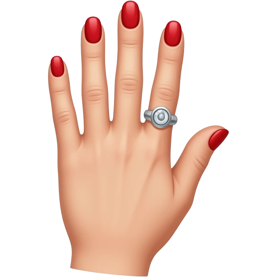 المناكير لون احمر والخاتم يكون في الاصبع السبابة emoji