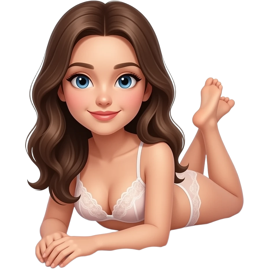 Девушка в лифчике без трусов на кроватке emoji