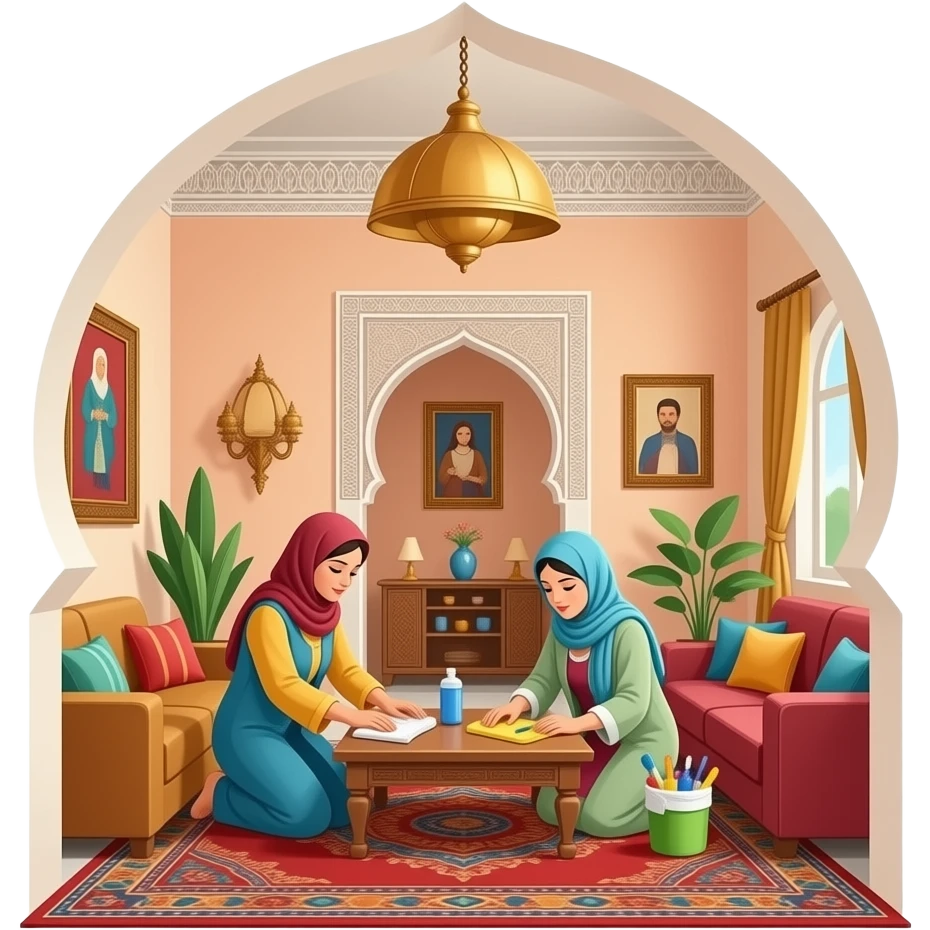Moroccan women cleaning home emoji