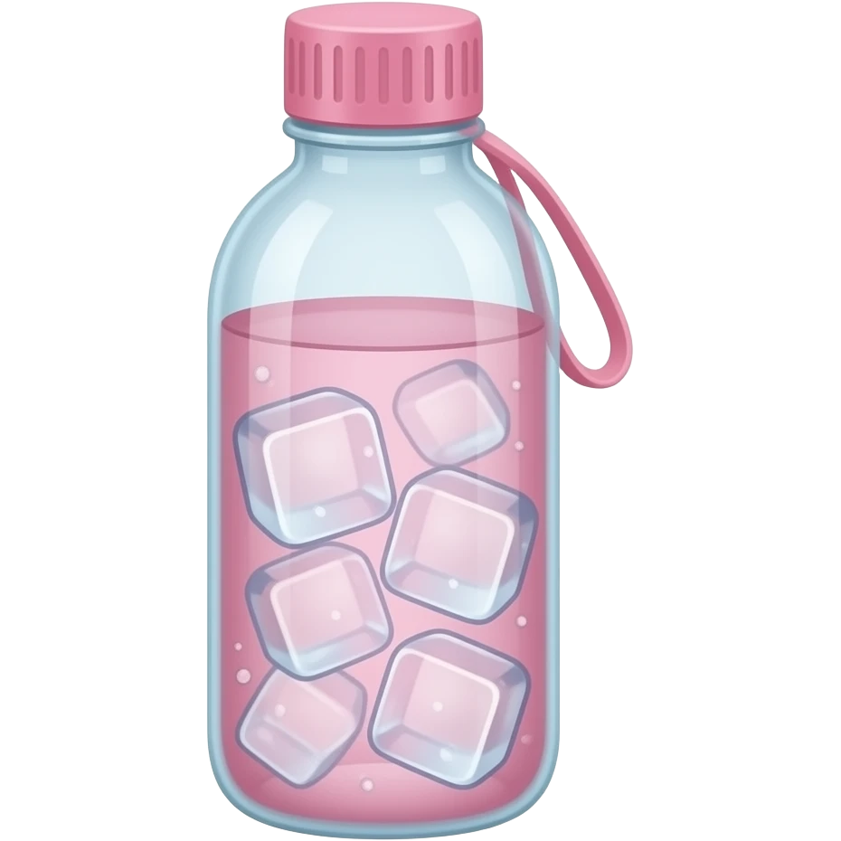Refreching ice cold cute water bottle pink emoji