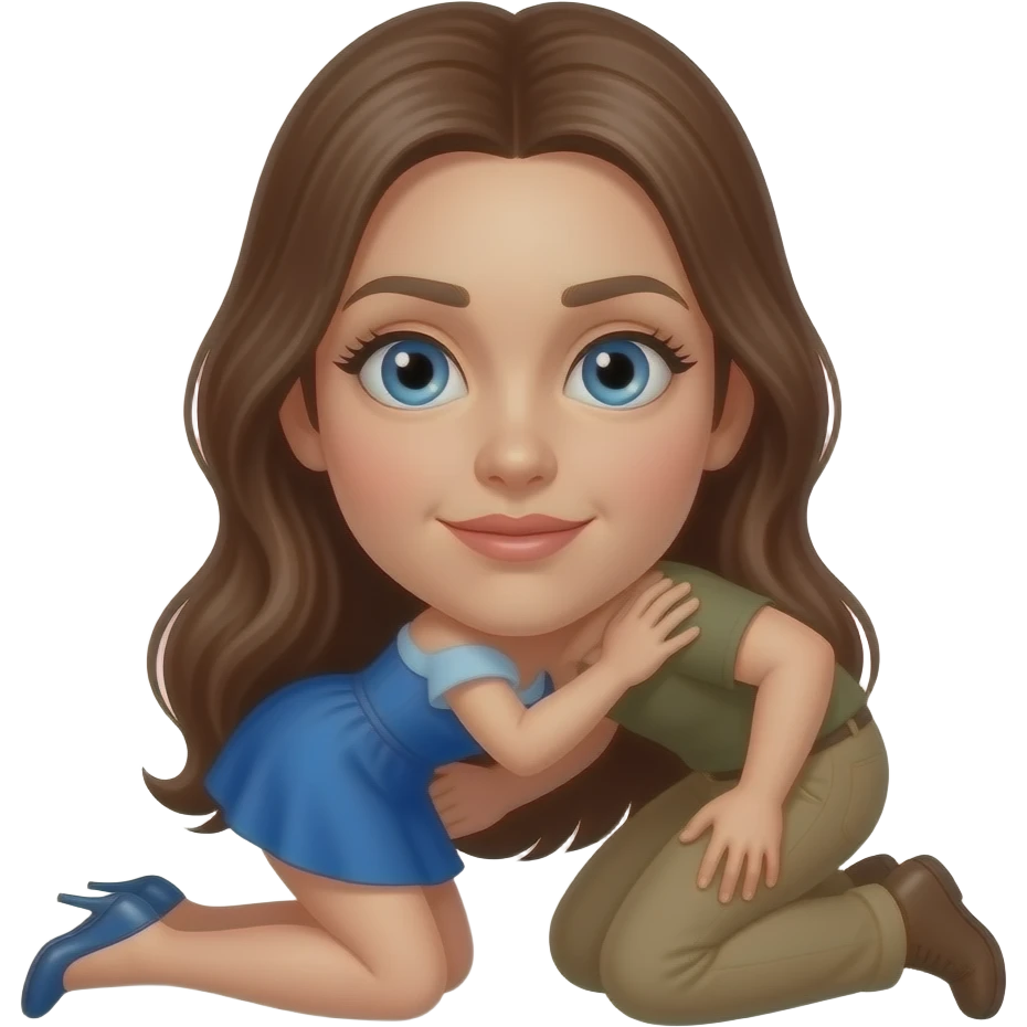 Submissive Brunette Blue Eyes Ukrainian Woman submissive kneeling down with man's hand choking her emoji