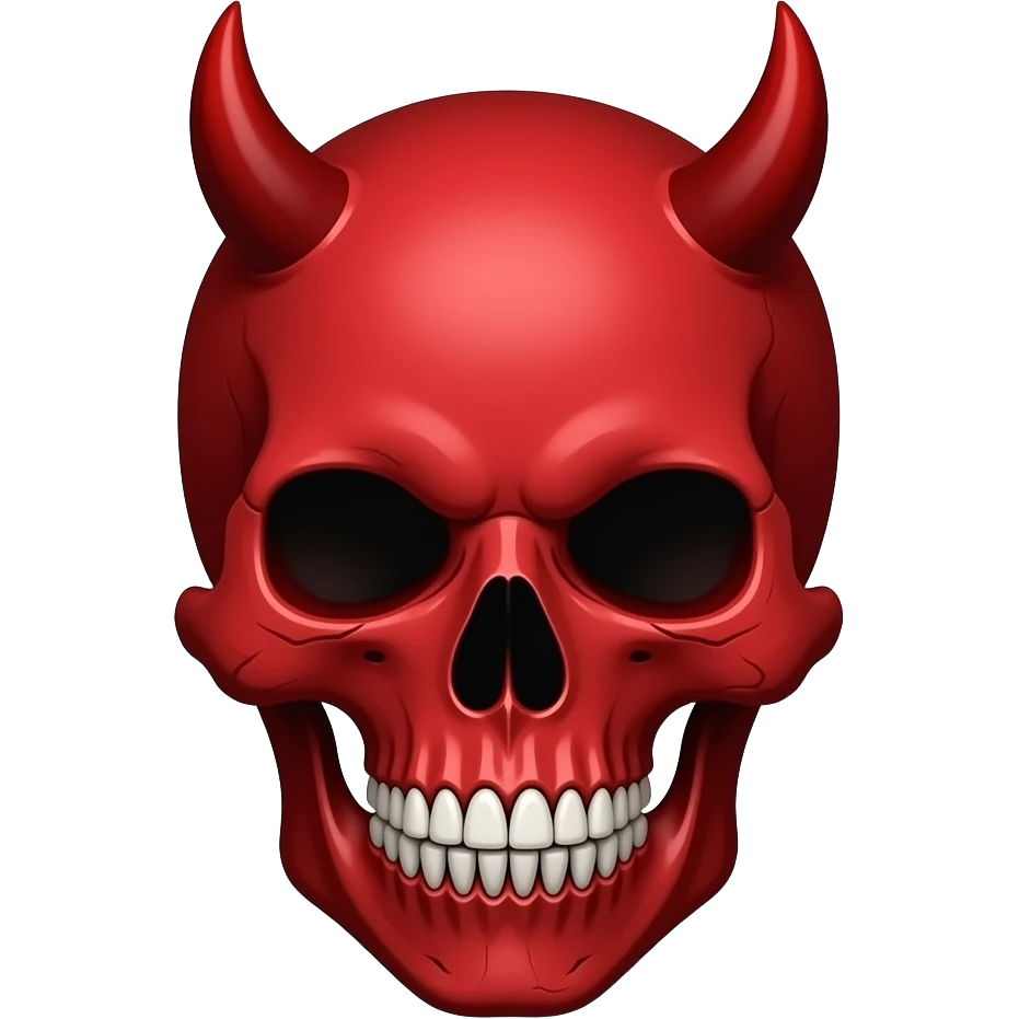 devil, serious, red skull face emoji