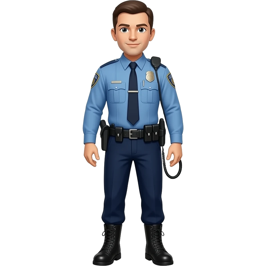 A policeman in blue long-sleeved uniform and black combat boots emoji