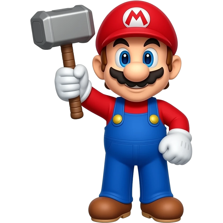 Mario standing with his hammer emoji