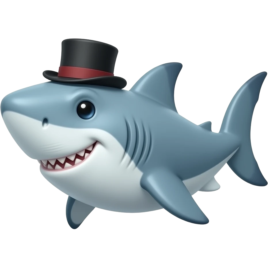 Shark with a top hat emoji