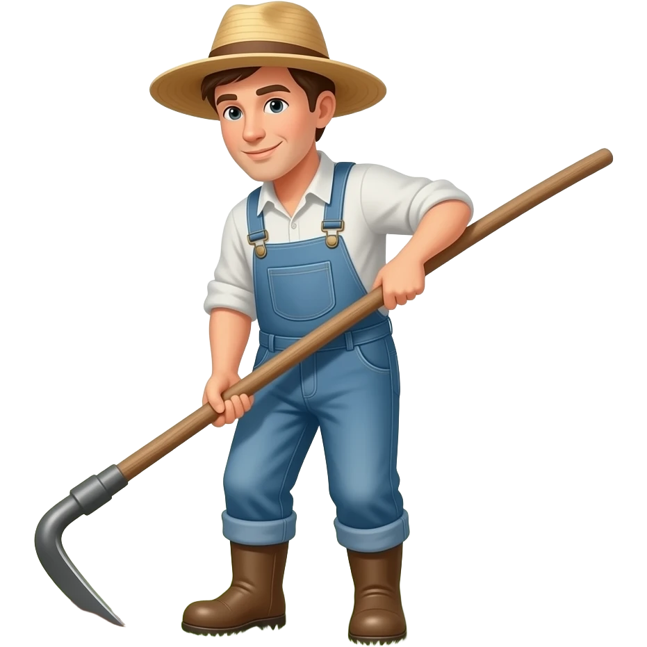 farmer hoe emoji