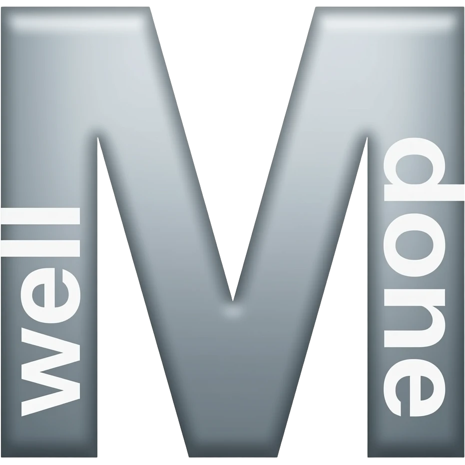 De letter M met daarin verwerkt goed gedaan op de poten van de letter M emoji