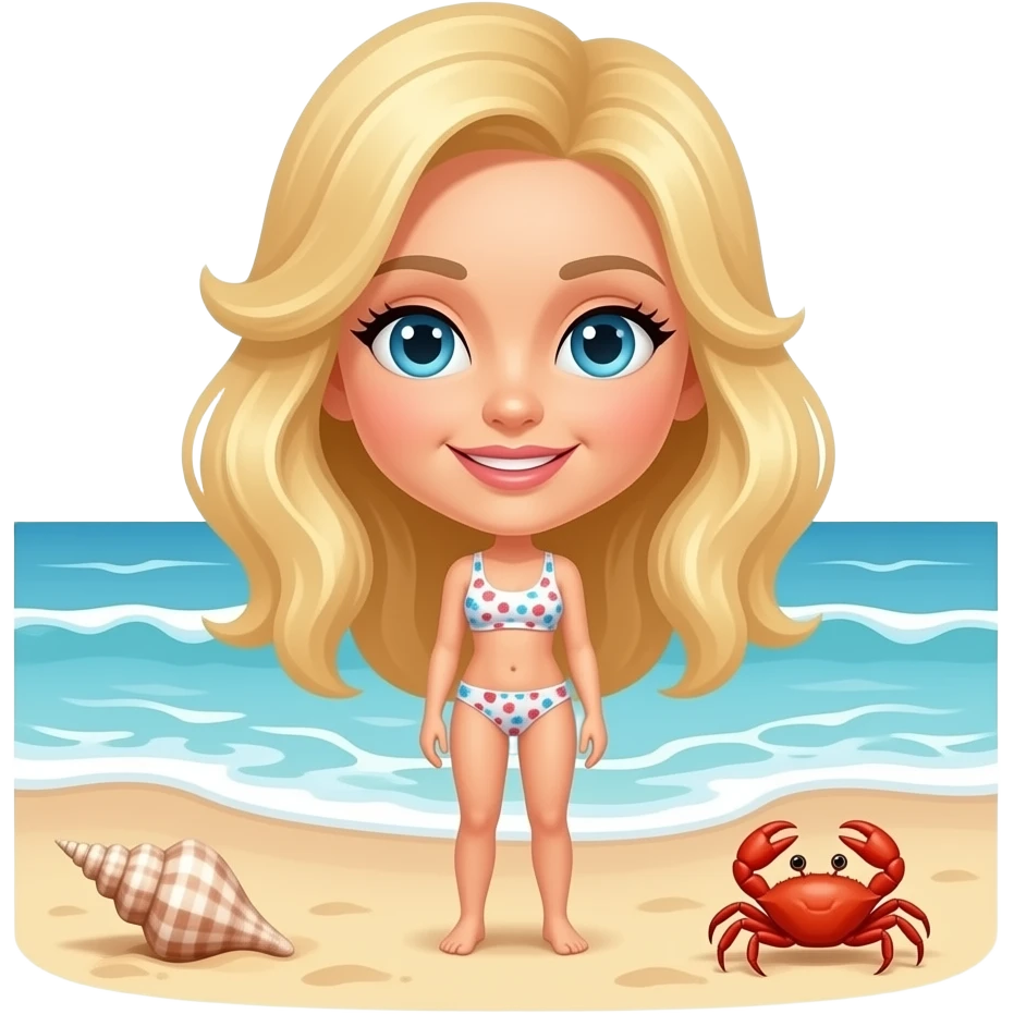 👱🏻‍♀️🧍🏼‍♀️🌊🌤🐚🦀 emoji