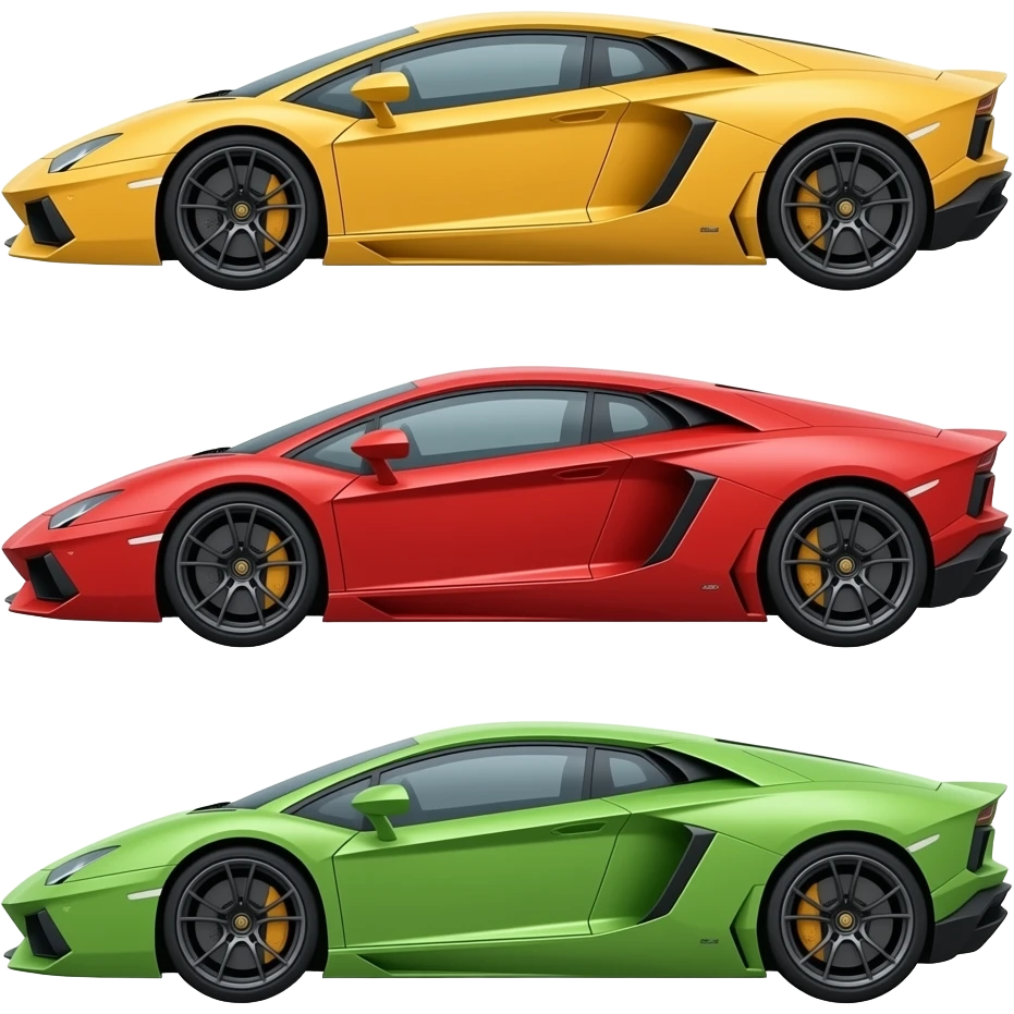 make 3 lambergines next to each other emoji