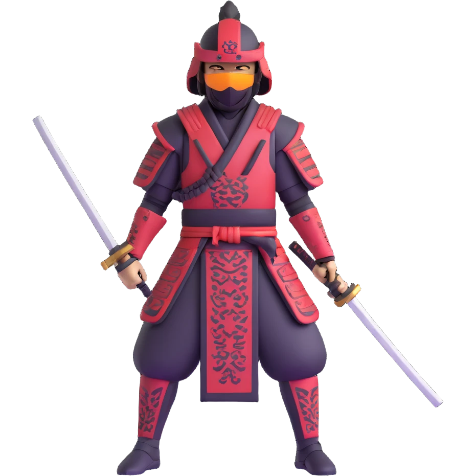 male futuristic tech samurai with digital visor and high-tech weapons emoji