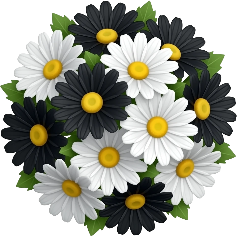 bouquet of black and white daisies emoji
