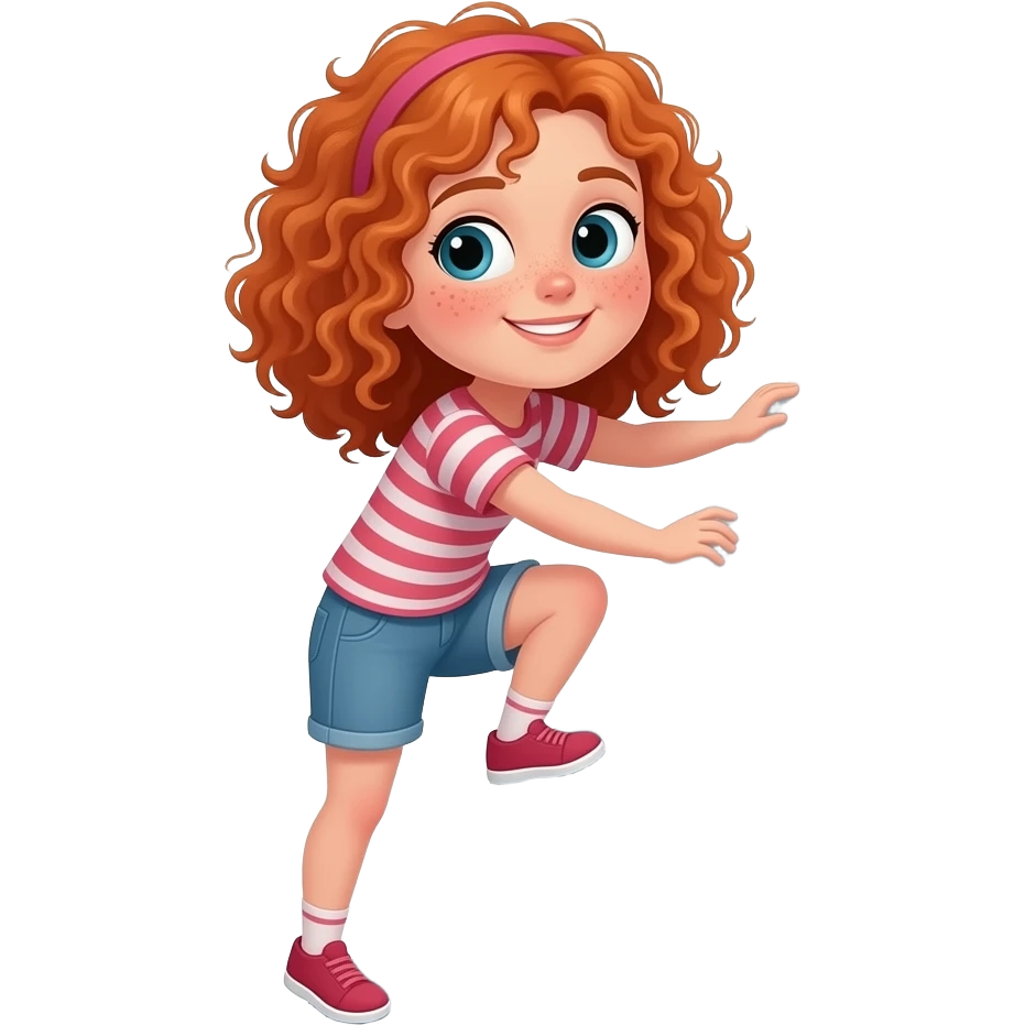 Fille rousse bouclés tâches de rousseur Alpinisme emoji