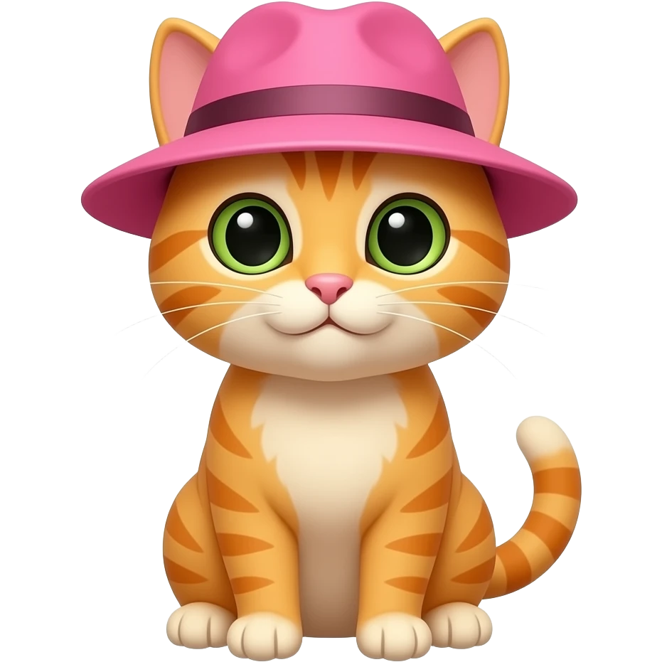 orange Cat wearing pink hat, upper body emoji