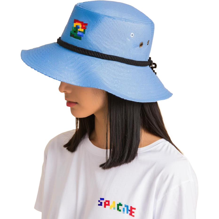 Синяя спортивная панамка со шнурком и надписью SPACEME, no background emoji