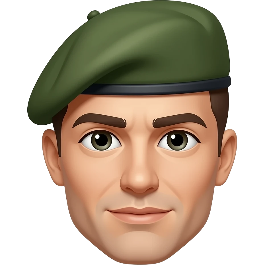 military green beret no beard, head only emoji