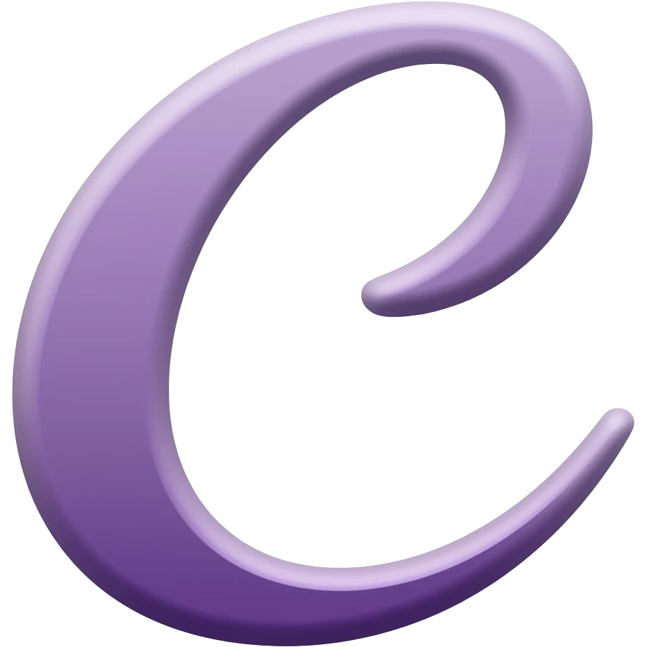 purple letter uppercase c in a cursive style emoji