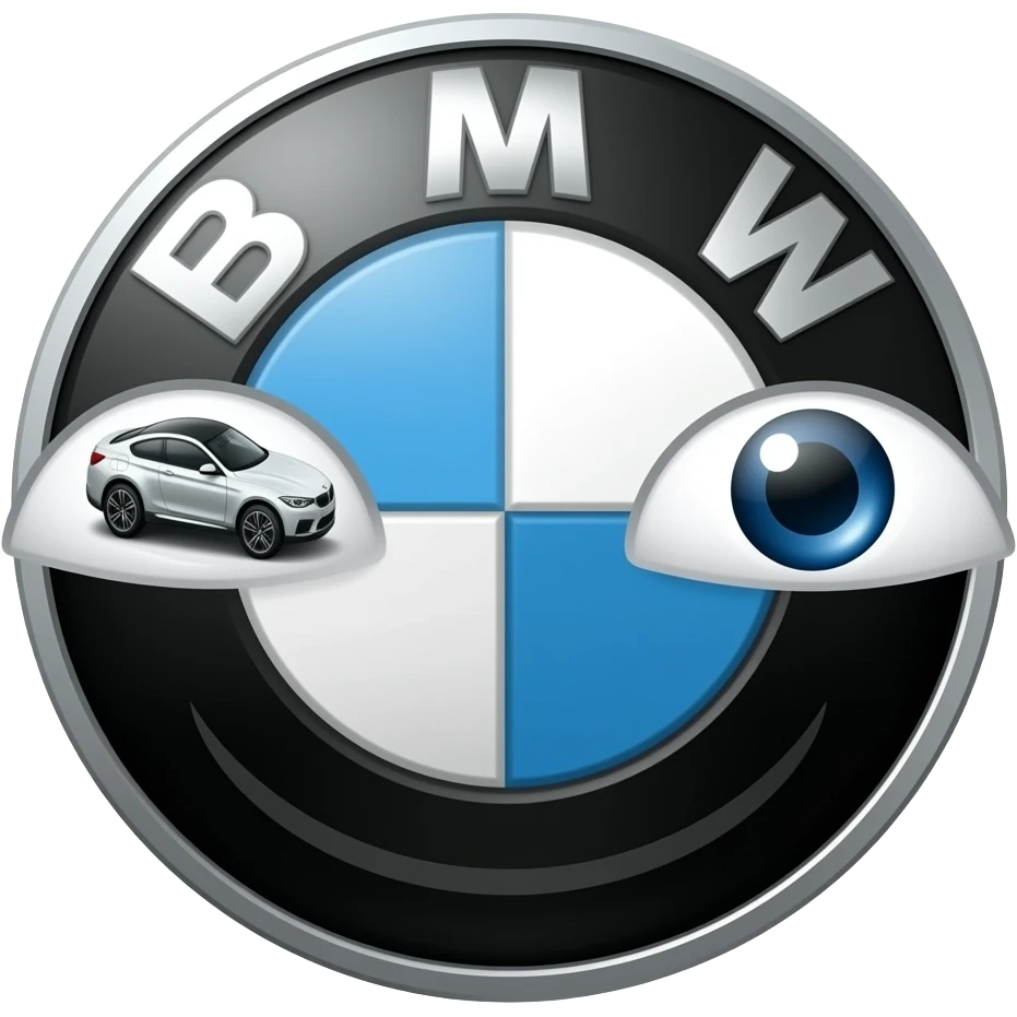 Smiley emoji with BMW as eyeballs emoji