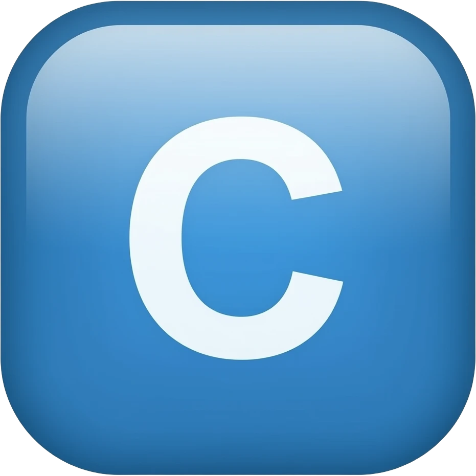 Alphabet C button like  without circ background blue emoji