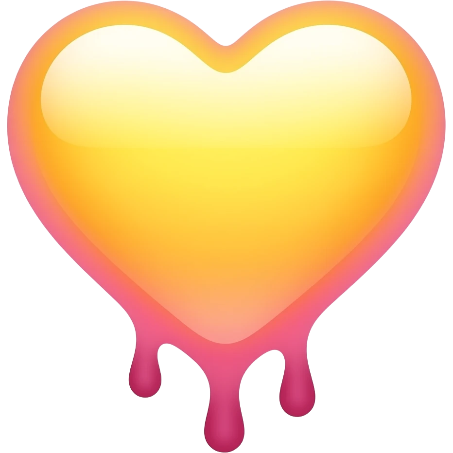 dripping bleeding yellow heart glowing yellow pink warmth emoji