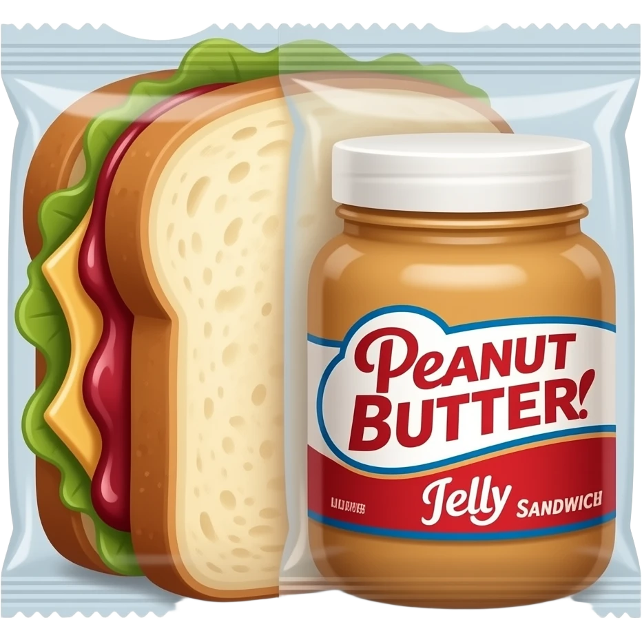Homemade peanut butter and jelly sandwich and a store-bought premade peanut butter and jelly sandwich next to it put it in the wrapper emoji