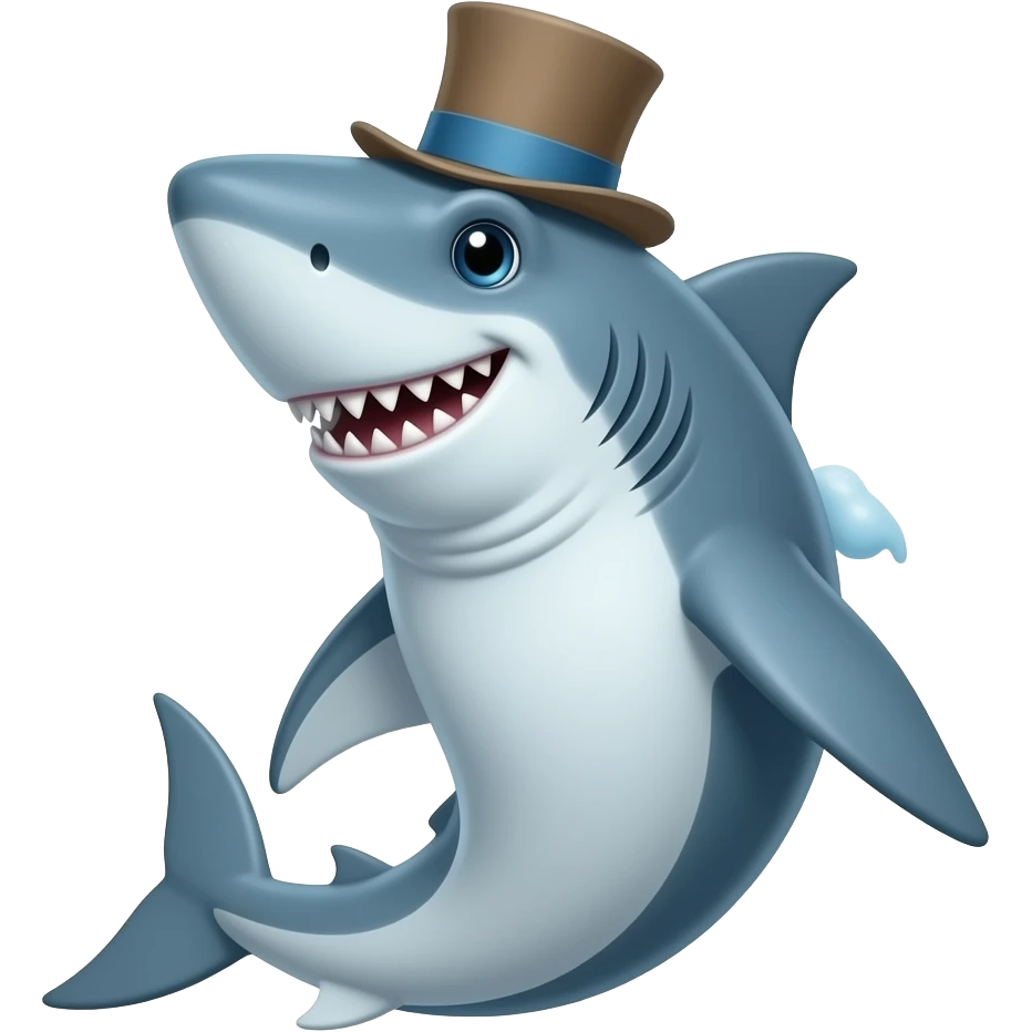 Shark with a top hat emoji