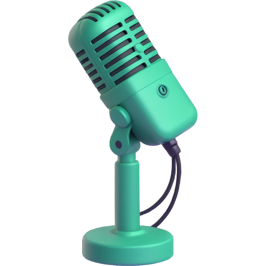 minimalist dark green radio microphone, front view, 3D emoji style, no text emoji