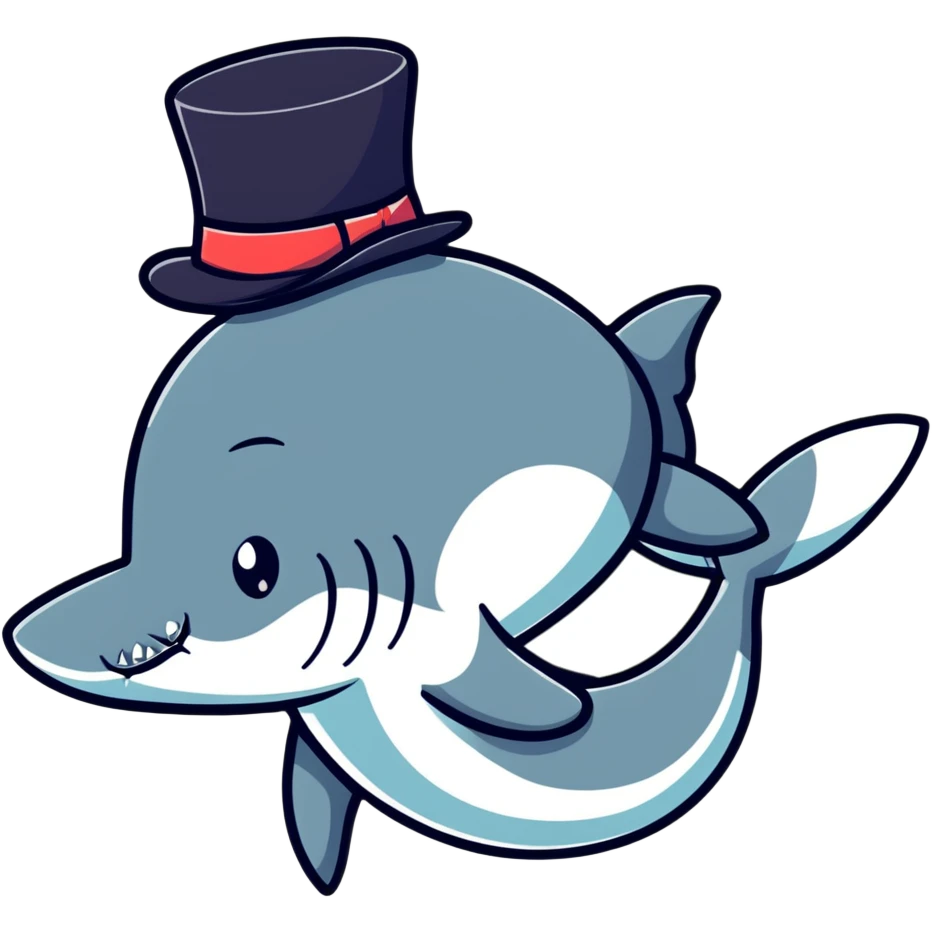 Shark with a top hat emoji